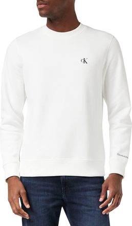 Calvin Klein Men Ck Essential Sweatshirt no Hood, White (Bright White), S