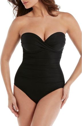 Miraclesuit Rock Solid Madrid Bandeau One-Piece Swimsuit in Black at Nordstrom, Size 10