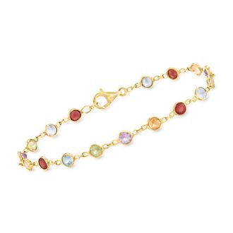 Ross-Simons 4.30- Multi-Gemstone Bracelet in 14kt Gold Over Sterling