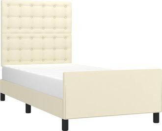 vidaXL Estructura De Cama Sin Colch&oacute;n Cuero Sint&eacute;tico Crema 100x200 Cm Vidaxl