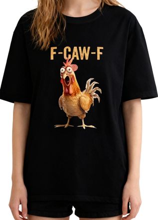 Generic F-CAW-F Funny Chicken Scream Humor T-Shirt | Novelty F-CAW-F Rooster T-Shirt for Men Women | Humor Quote Rooster Meme T-Shirts for Students Daily Wear