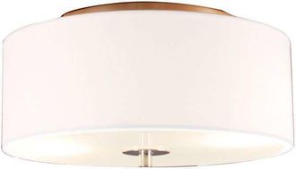 QAZQA Moderno Plaf&oacute;n R&uacute;stico Blanco 30 Cm - Drum Vidrio /textil /acero Redonda Adecuado Para Led Max. 2 X 40 Watt - Qazqa