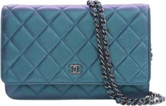 Chanel Pre-owned Wallet on Chain - Dames - Vintage Schoudertas - Blauw - ONE Size - Leer - Vintage