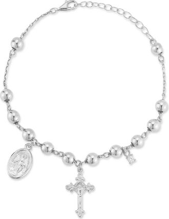 Sphera Milano Rosary Charm Anklet in Silver at Nordstrom Rack