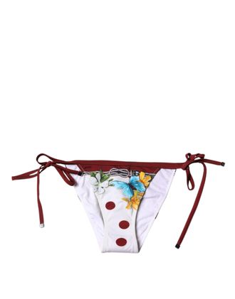 Dolce & Gabbana White Floral Print Swimsuit Bikini Bottom Womens Swimwear