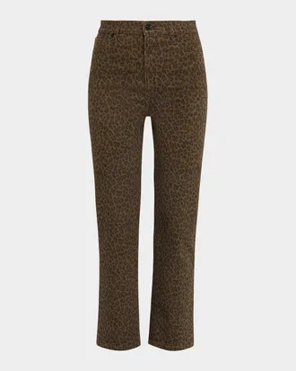 Frame Denim Le Sleek Straight Leopard Jeans