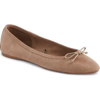 Mango Bow Round Toe Ballet Flat in Light/Pastel Brown at Nordstrom, Size 7.5Us