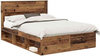 vidaXL Bed Frame with Headboard Old Wood 160 x 200 cm Solid Pine Wood vidaXL