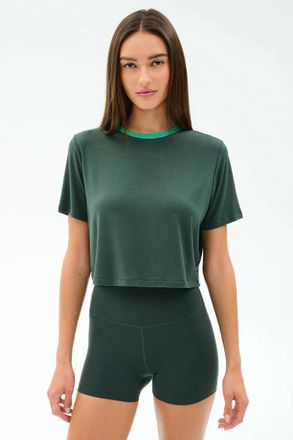 SPLITS59 Djuna Crop Ringer Top In Military/spearmint