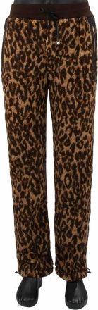Amiri Printed Leopard Fleece Pants In Brown Tan
