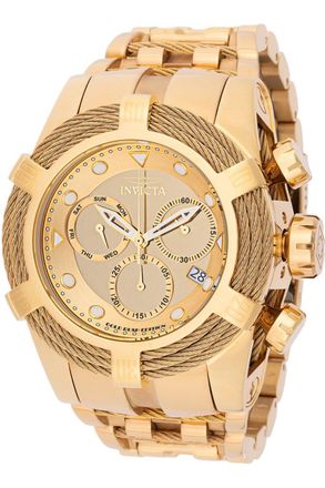 Invicta Bolt 48604 Herenhorloge - Quartz Uurwerk - Roestvrij Staal met Gouden Wijzerplaat - 53 mm