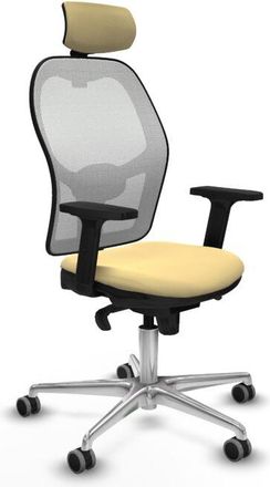 Piqueras y Crespo Jorquera Sincro Malla Blanca Similpiel Crema Brazos 2d Base Aluminio Cabecero 2d Ruedas 65mm Engomada