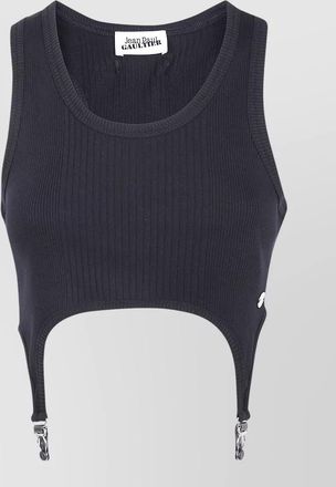 Jean Paul Gaultier cotton rib bra top lingerie garter