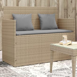 vidaXL Vidaxl - Banco De Jard&iacute;n Con Cojines Rat&aacute;n Sint&eacute;tico Beige