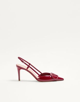 Valentino Garavani D&eacute;collet&eacute; Slingback VLogo Signature In Vernice 80Mm Donna ROSSO SCURO 34.5