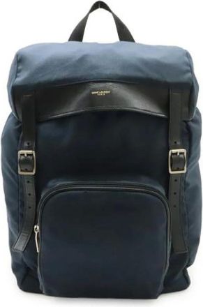Saint Laurent Pre-owned Backpacks, female, Blue, Size: ONE SIZE Pre-owned Canvas Backpack