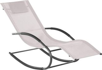 Beliani Beliani - Modern Rocking Garden Sun Lounger with Headrest Steel Fabric Beige Carano ii