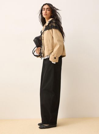 Icone Womens Elastic waist twill barrel-leg pant