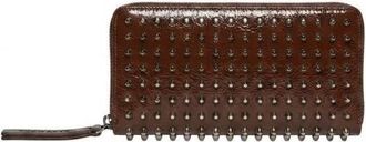 John Richmond Portemonnee met rits en metalen studs - Dames - Portefeuilles - Bruin - ONE Size - Accessoires