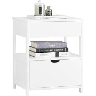 SoBuy SoBuy Bedside Table Nightstand Side End Table Lamp with 2 Drawers,FRG258-II-W