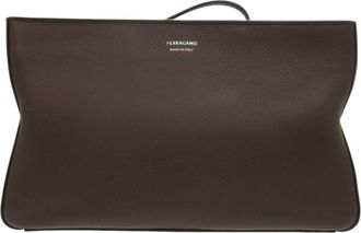 Ferragamo Brown Leather Clutch Bag (Pre-Owned)