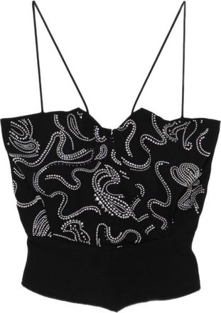 Iro Black Embellished V Neck Top