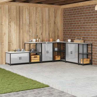 vidaXL Vidaxl - Gabinete De Almacenamiento Para Cocina Con Estante Plateado