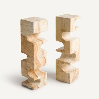 AM.PM Set van 2 travertijnen boekensteunen, Dhania