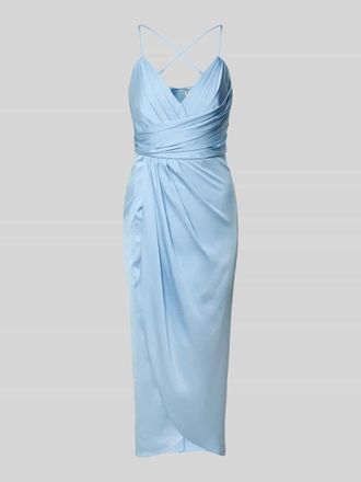 Vera Mont Cocktailkleid aus Satin in Wickel-Optik in Hellblau, Gr&ouml;&szlig;e 34