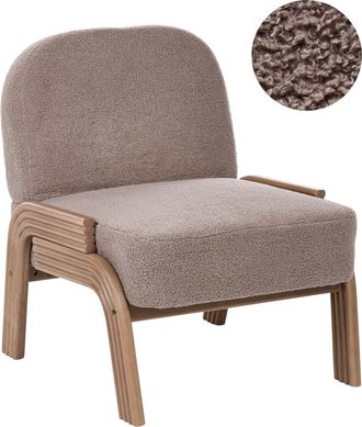 Beliani Sill&oacute;n Decorativo Sin Reposabrazos Estilo Escandinavo Butaca De Perfil Bajo Boucl&eacute; Gris Pardo Orten
