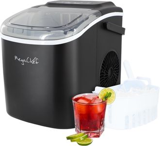 MegaChef 26 Pound Countertop Bullet Ice Maker in Black with Basket and Scoop