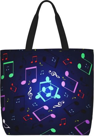 Generic Women Handbag Color Music Notes Travel Tote Bag Casual Print Shopping Bags, For Christmas, School, Gym, Birthday, Graduation