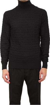 Emporio Armani Zwarte coltrui-pullover - Heren - Coltruien - Zwart - 3XL - Wol - Truien & Vesten