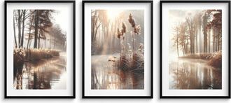 OEM P&oacute;sters Para La Sala De Estar Im&aacute;genes En Marco Negro Grass Lake Ambientadas En Estilo Boho