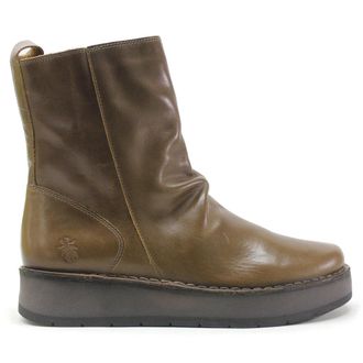FLY London RENO053FLY Leather Womens Zip Up Boots - Camel - Size:UK 6