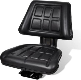 vidaXL Asiento De Tractor Con Respaldo Negro Vidaxl