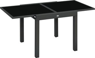 OUTSUNNY Extendable Outdoor Dining Table Patio Table, Black - Outsunny