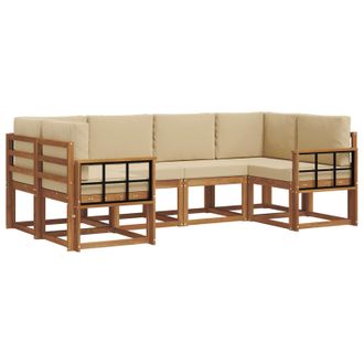 vidaXL Conjunto De Sof&aacute;s De Exterior Con Coj&iacute;n 6 Pcs Natural Y Beige Vidaxl