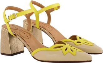 Chie Mihara Metallic Leren Sandalen met Gesp - Dames - Pumps - Beige - 37 EU - Leer - Schoenen