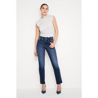 Good American Womens Always Fits Good Classic Slim Straight Jeans | Indigo, Size 28-32 Plus | Good American by KhloÈ Kardashian