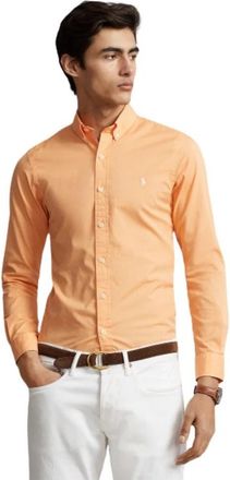 Polo Ralph Lauren Slim Fit Katoenen Twill Overhemd - Heren - Casual Overhemden - Oranje - L - Katoen - Overhemden