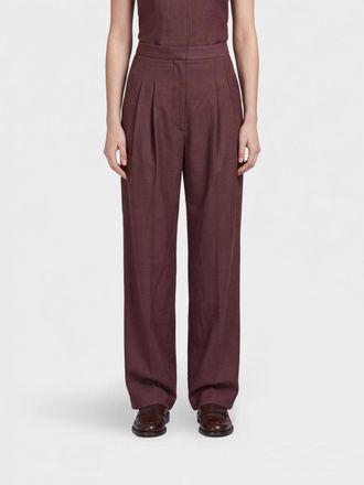 Pantaloni Torino Pantaloni wide leg a vita alta in misto lana vergine