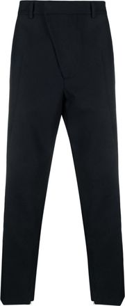 424 asymmetric button-fastening wide-leg trousers - men - Virgin Wool/Cotton - M - Blue