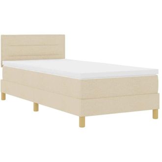 vidaXL Box Spring Bed with Mattress Cream 90 x 190 cm Fabric vidaXL
