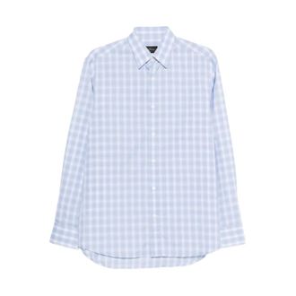 Brioni Casual Shirts, male, Blue, Size: 2XL Checked Shirt