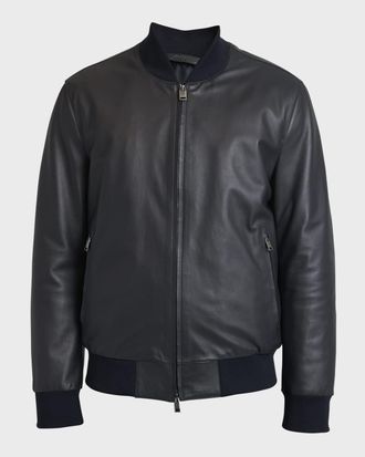 Brioni Men & apos;s Classic Leather Bomber Jacket