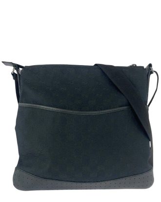 Gucci Black Gg Canvas & Leather Shoulder Bag (Authentic Pre-Loved)