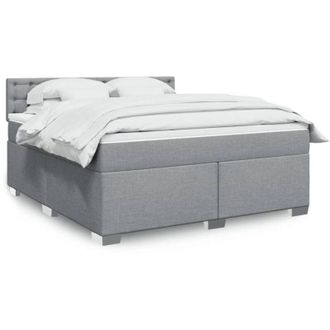 vidaXL Vidaxl - Cama Box Spring Con Colch&oacute;n Tela Gris Claro 180x200 Cm