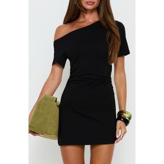 Princess Polly Avriana Off-the-Shoulder T-Shirt in Black at Nordstrom, Size 12