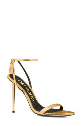 Tom Ford Padlock Naked Metallic Pointy Toe Sandal in Gold at Nordstrom, Size 10.5Us